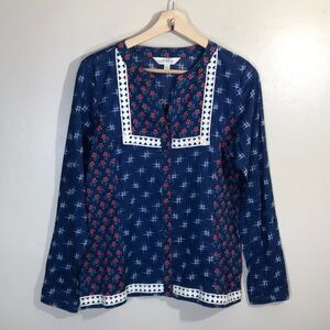 EUC Orvis Cottagecore Blue Floral Top